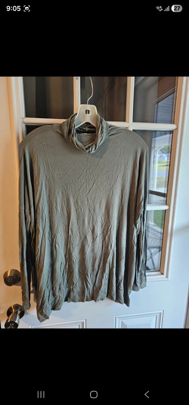Piko 1988 Olive Green Bamboo Spandex Cowl Neck Long Sleeve Top